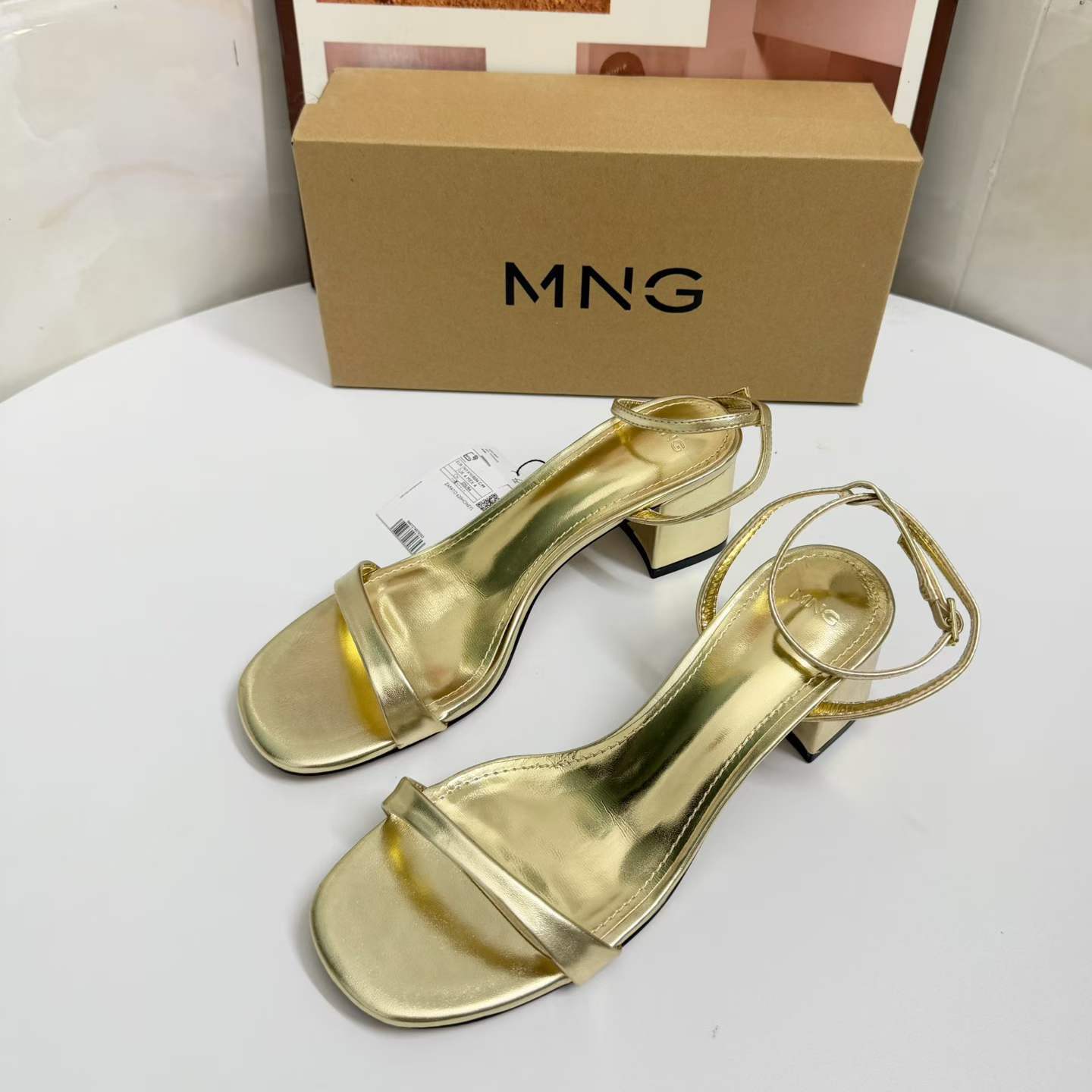 JHC-HB-184 | Metal Buckle Square-Toe Block Heel Dress Sandal angle 3