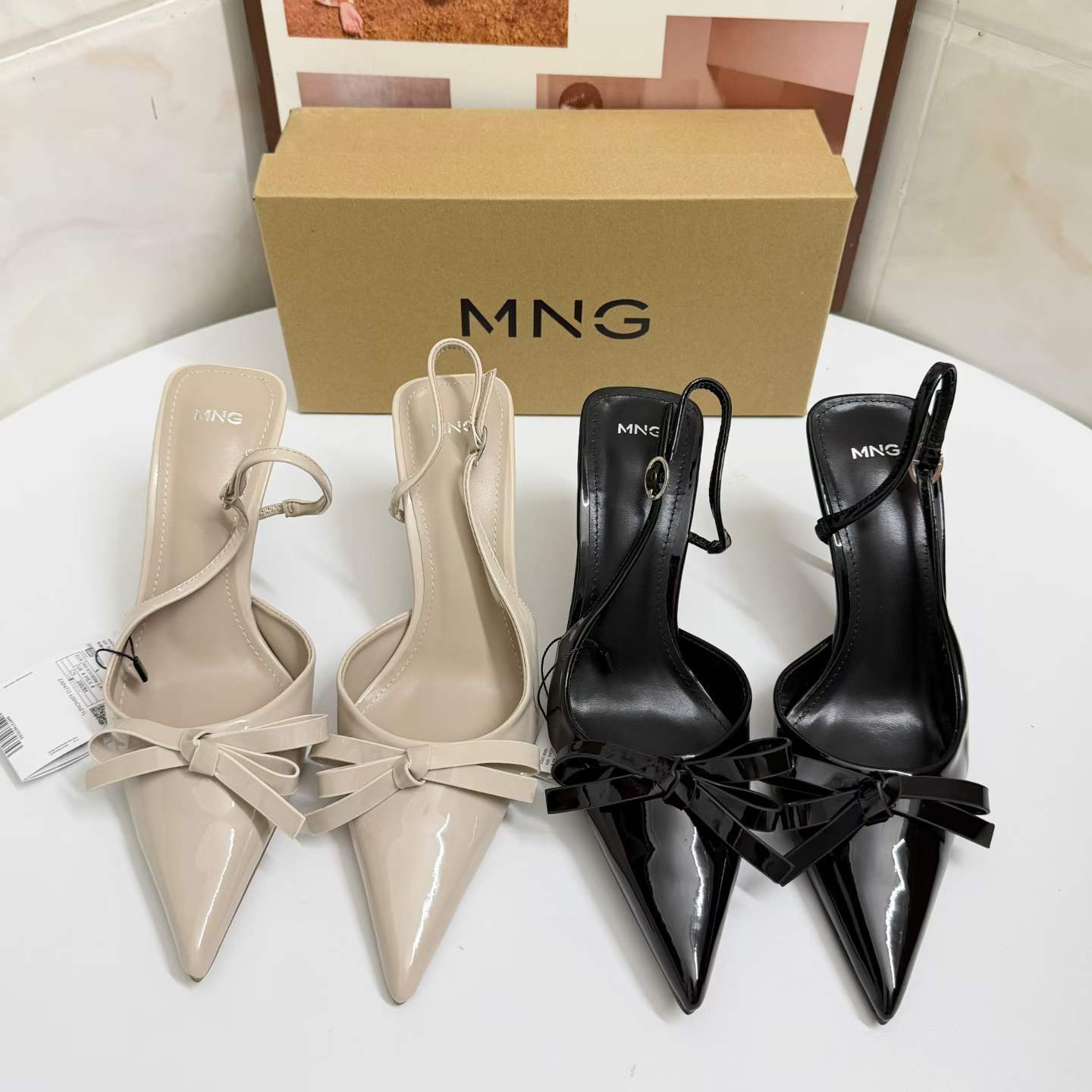 JHC-HB-173 | Patent Gloss Bow Detail Pointed-Toe Stiletto Heel Dress Sandal - Fujian Jinhongchang Sports Goods Co., Ltd.