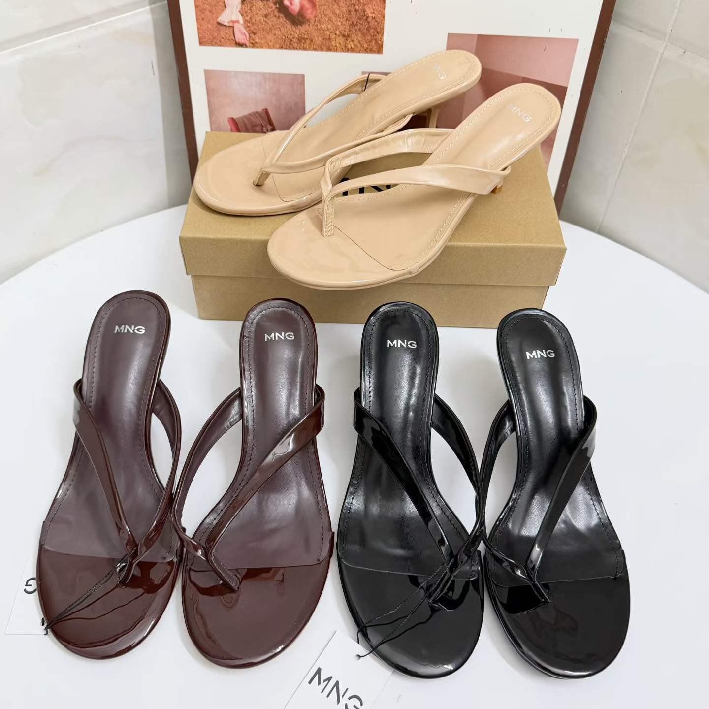 JHC-HB-081 | Patent Gloss Toe-Post Stiletto Heel Thong Flip-Flop - Fujian Jinhongchang Sports Goods Co., Ltd.