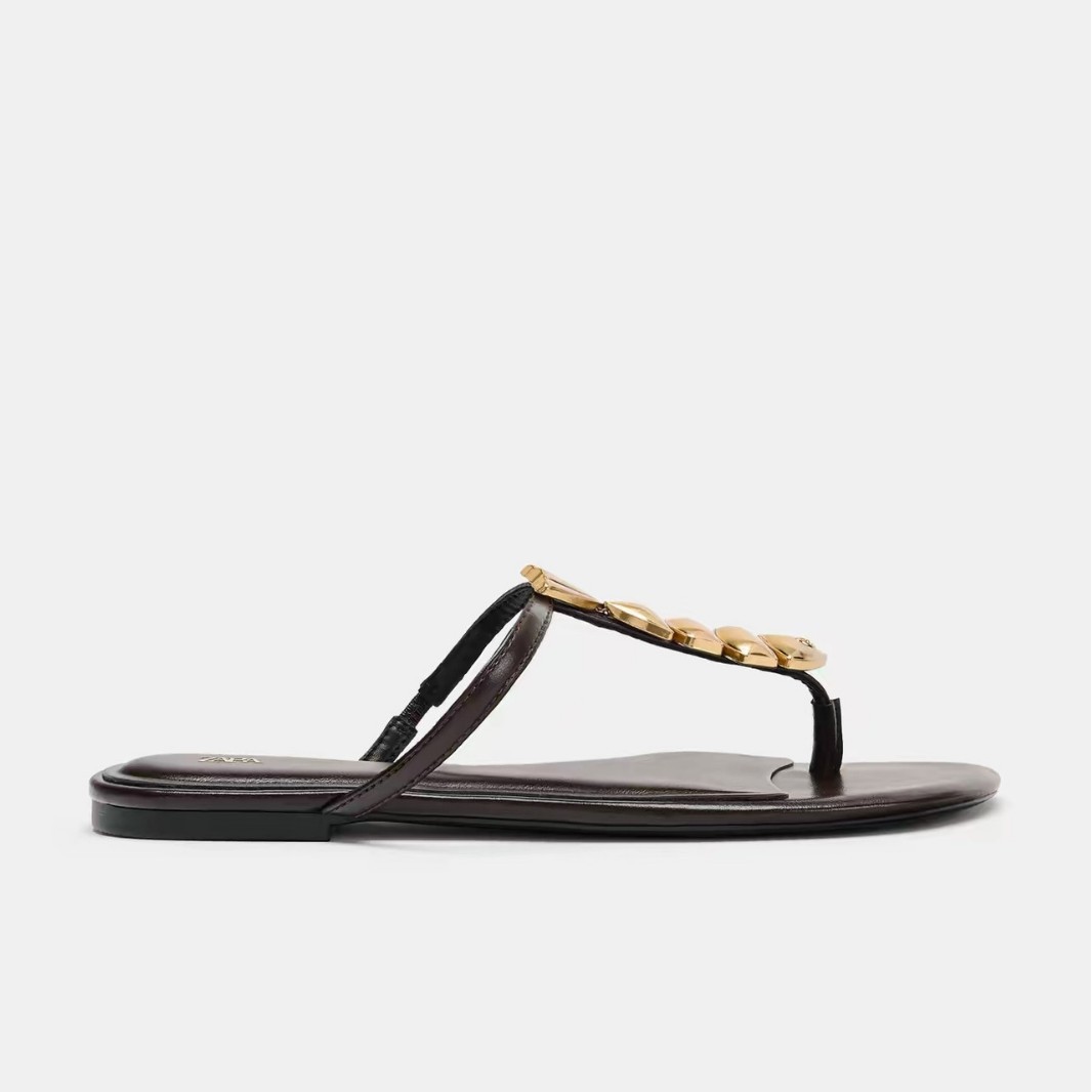 JHC-HB-238 | Rhinestone Embellished Metal Buckle Flat Casual Slide Slipper angle 2