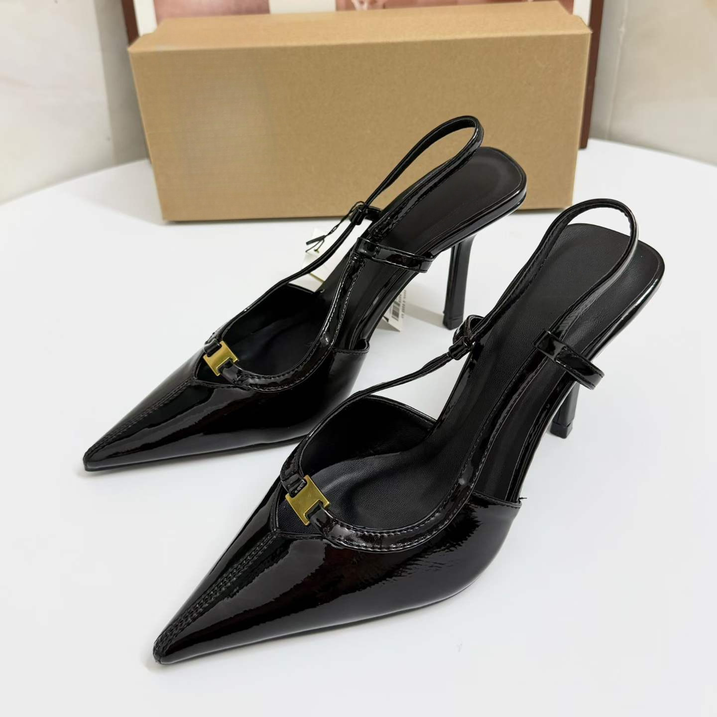 JHC-HB-263 | Pointed-Toe High-Heel Mule Slide angle 2