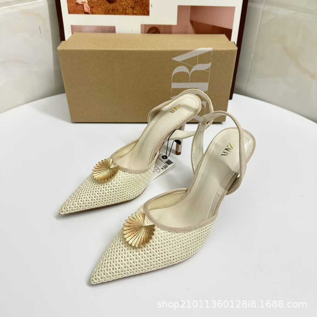 JHC-HB-311 | Rhinestone Embellished Metal Buckle Pointed-Toe Stiletto Heel Dress Sandal angle 3