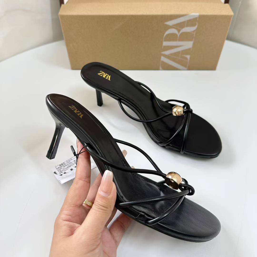 JHC-HB-114 | Metal Buckle Slingback Round-Toe Stiletto Heel Heeled Slide angle 2