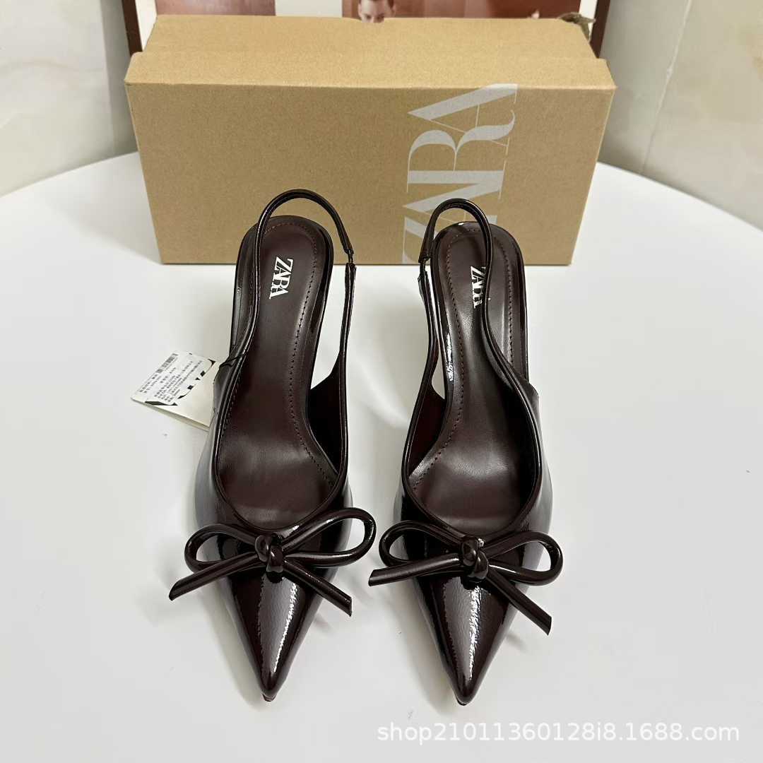 JHC-HB-194 | Bow Detail Slingback Pointed-Toe Stiletto Heel Dress Sandal - Fujian Jinhongchang Sports Goods Co., Ltd.