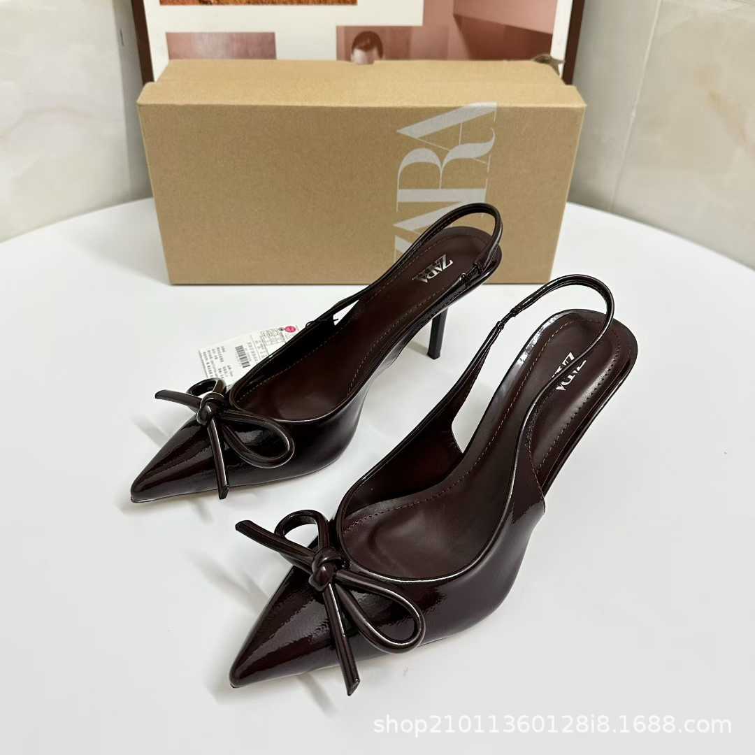 JHC-HB-194 | Bow Detail Slingback Pointed-Toe Stiletto Heel Dress Sandal angle 3