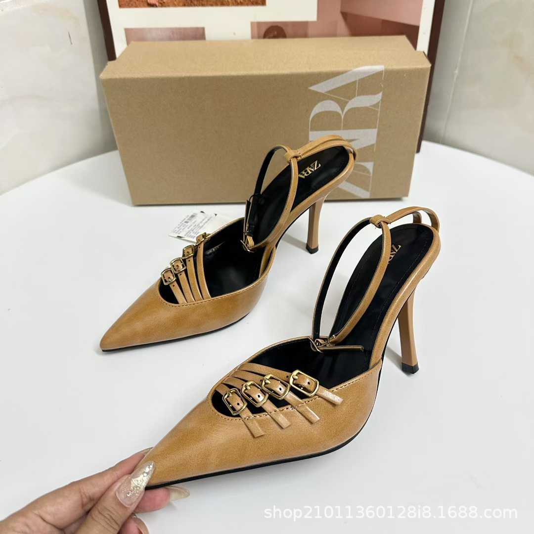 JHC-HB-308 | Metal Buckle Pointed-Toe Stiletto Heel Dress Pump - Fujian Jinhongchang Sports Goods Co., Ltd.