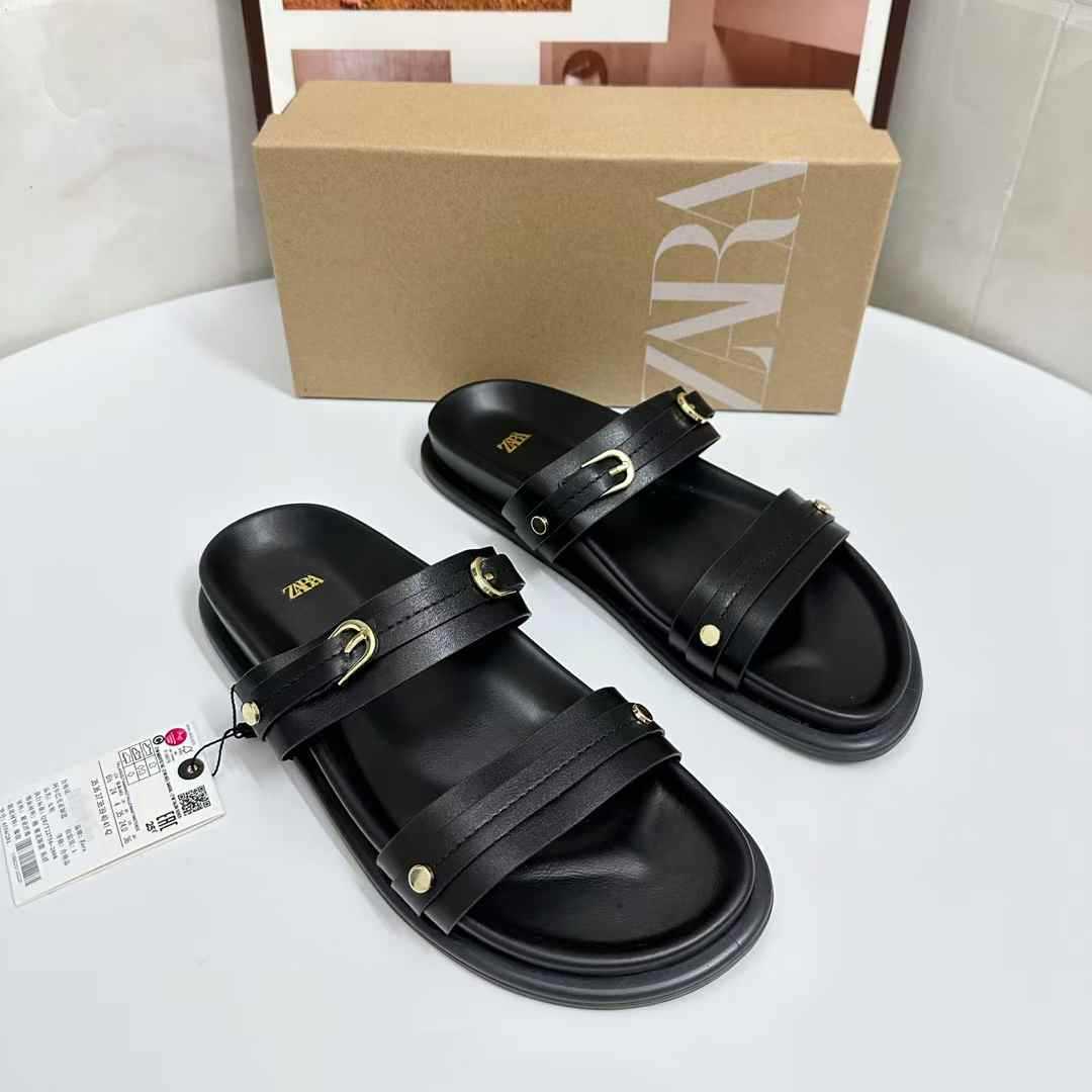 JHC-HB-306 | Minimalist Strap Round-Toe Flat Casual Slide Slipper angle 3