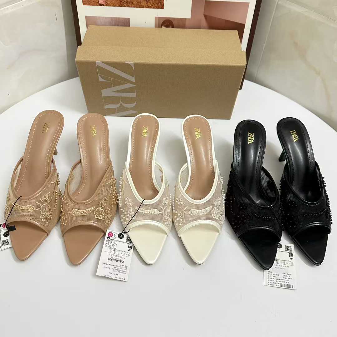 JHC-HB-229 | Rhinestone Embellished Embroidered Open-Toe Stiletto Heel Dress Sandal - Fujian Jinhongchang Sports Goods Co., Ltd.