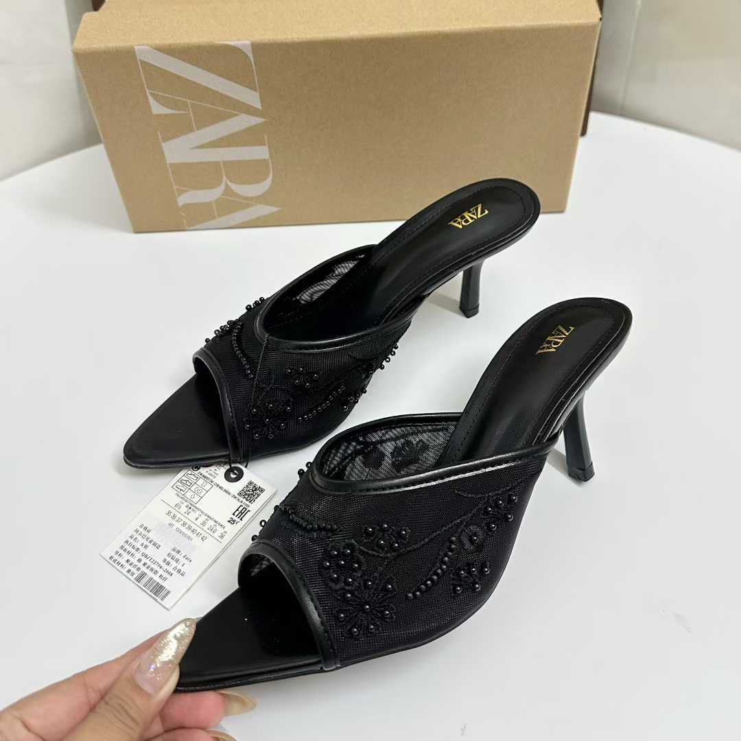 JHC-HB-229 | Rhinestone Embellished Embroidered Open-Toe Stiletto Heel Dress Sandal angle 2
