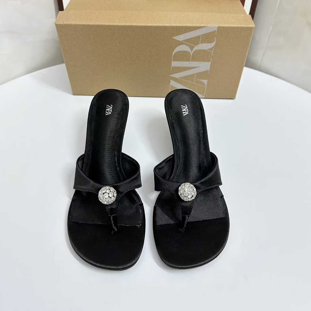 JHC-HB-182 | Rhinestone Embellished Slingback Square-Toe High-Heel Heeled Slide angle 2