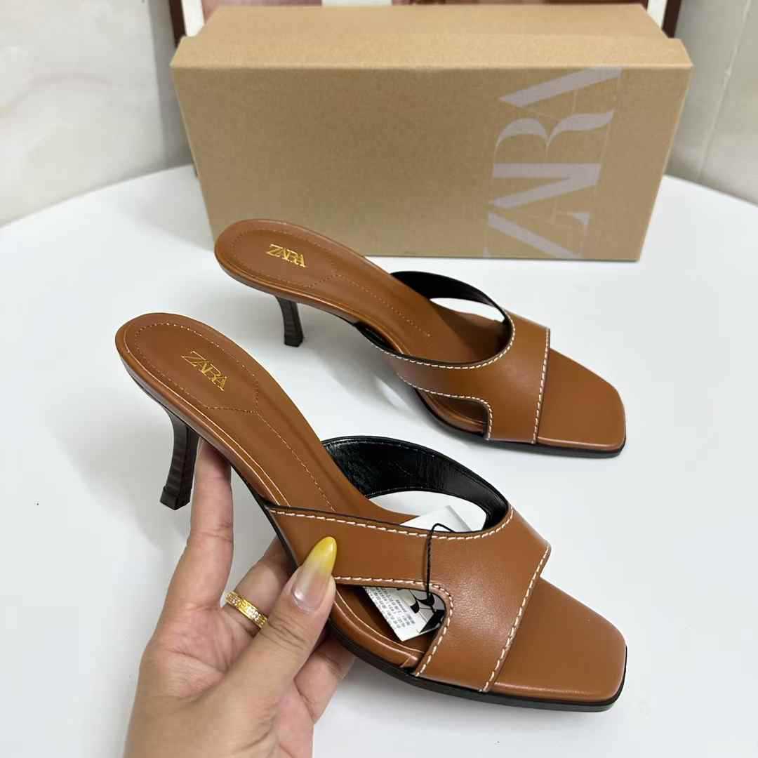 JHC-HB-170 | Slingback Square-Toe Stiletto Heel Heeled Slide angle 3