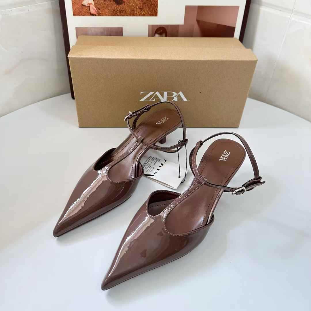 JHC-HB-181 | Patent Gloss Slingback Pointed-Toe Stiletto Heel Dress Pump angle 2