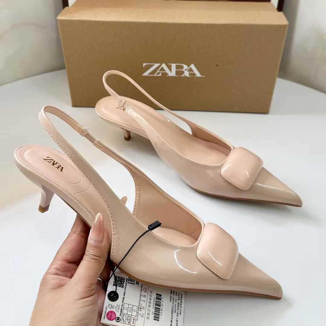 JHC-HB-253 | Patent Gloss Slingback Pointed-Toe Stiletto Heel Dress Pump angle 2