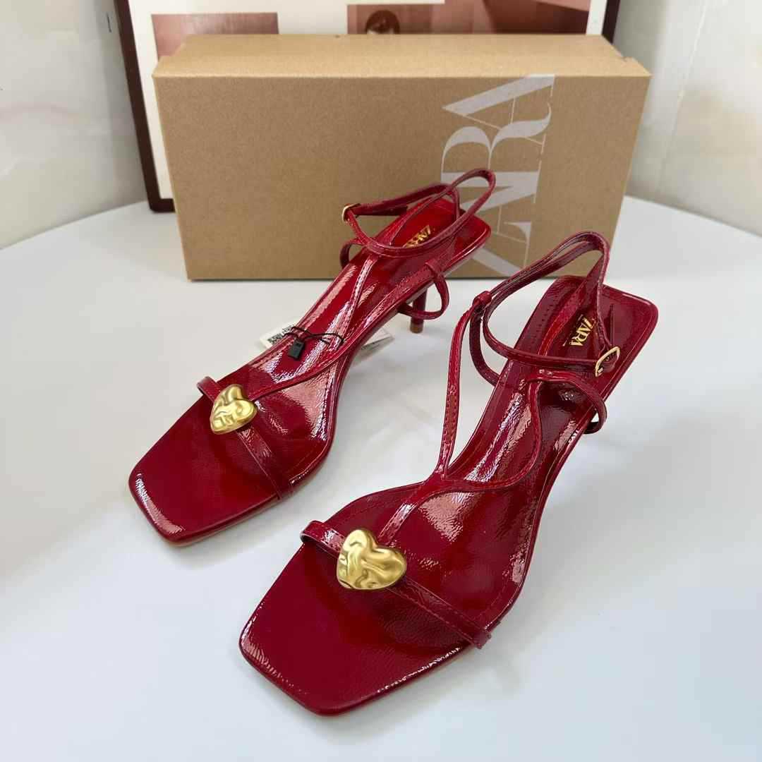 JHC-HB-191 | Metal Buckle Minimalist Strap Square-Toe Stiletto Heel Dress Sandal angle 2