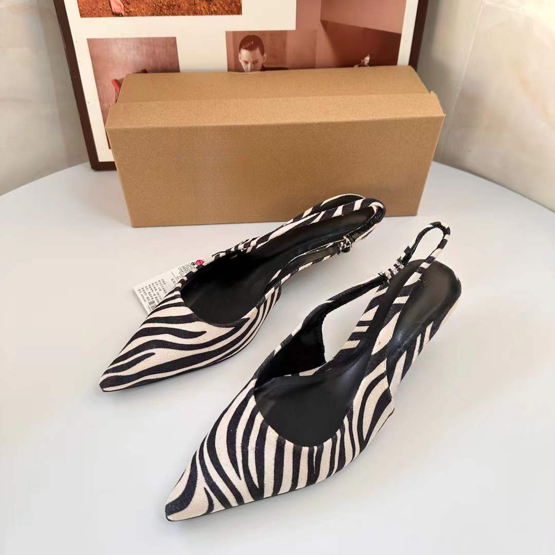 JHC-HB-016 | Slingback Animal Print Pointed-Toe Kitten Heel Mule Slide angle 2