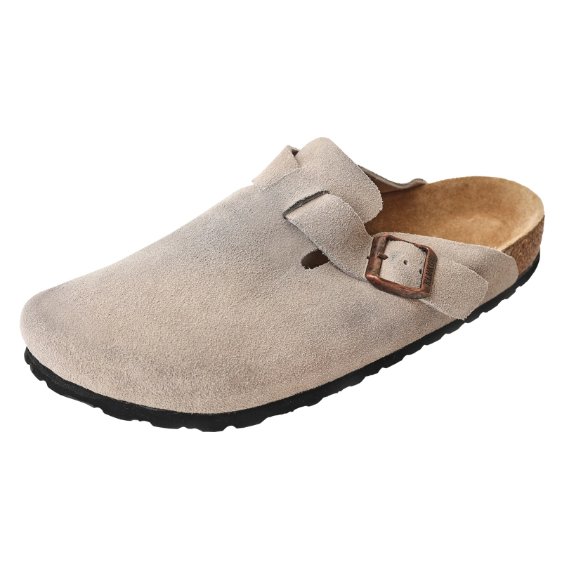 Boston-Style Suede & Natural Cork Footbed Closed-Toe Clog - Fujian Jinhongchang Sports Goods Co., Ltd.