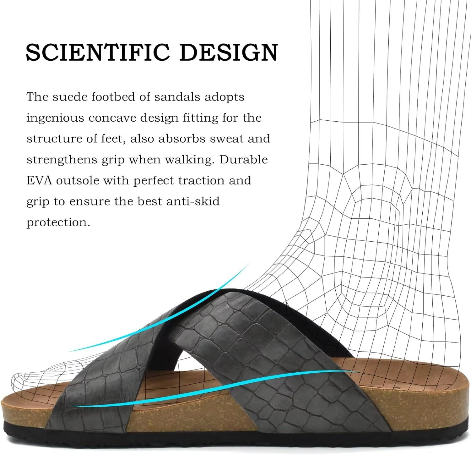JHC-WS12 | Vegan Plant-Based Cork Slide Sandals – Piñatex® | angle 3