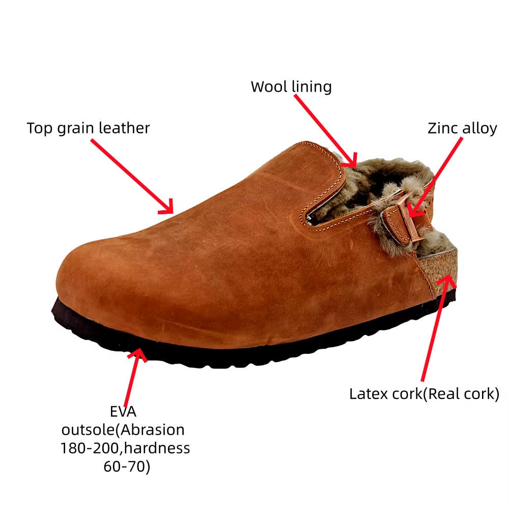 JHC-WC13 | Premium Winter Wool-Lined Latex Cork Clogs angle 4