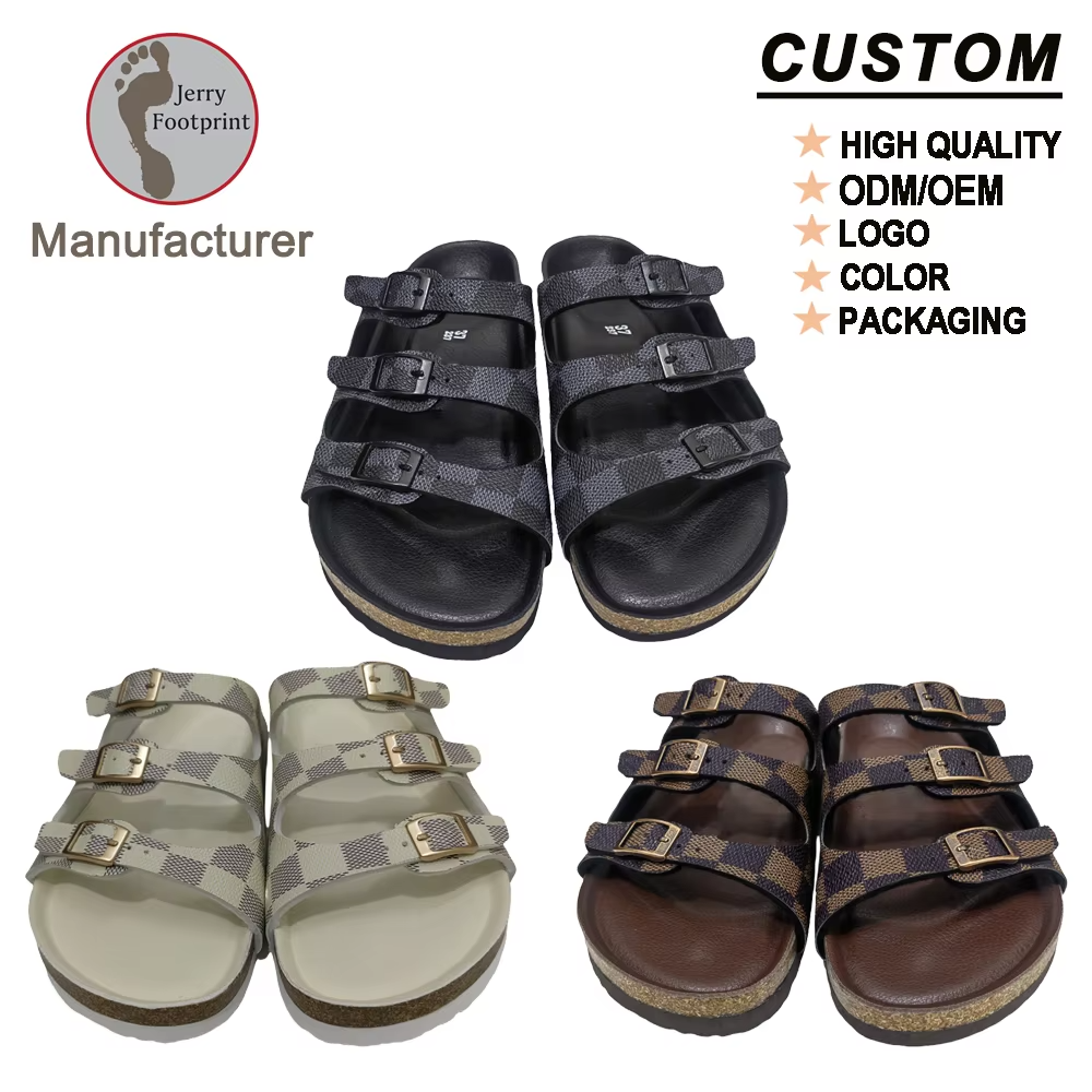 JHC-WS14 | PVC Cork Multi-Strap Slide Sandals - Fujian Jinhongchang Sports Goods Co., Ltd.
