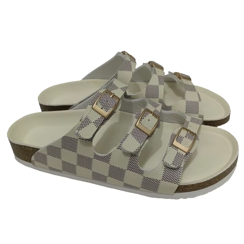 JHC-WS14 | PVC Cork Multi-Strap Slide Sandals angle 2